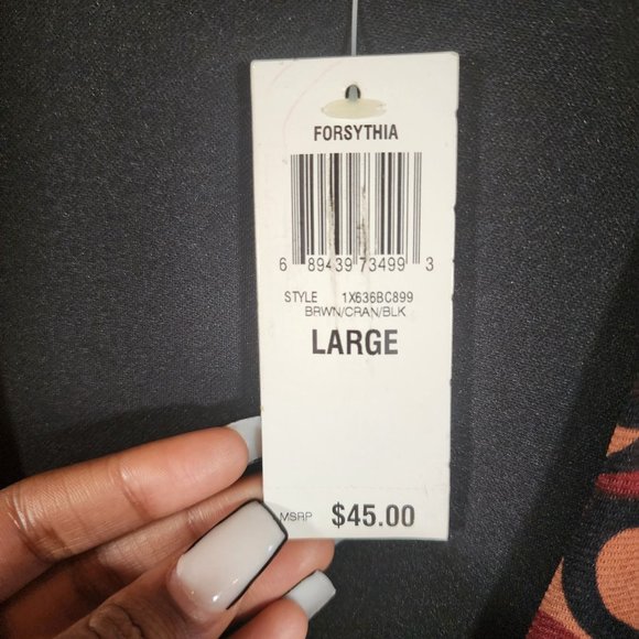 NWT I.N.C. Brown Black Rust Sexy Low V Neck Pull Over Blouse With Black Lining - Picture 4 of 7